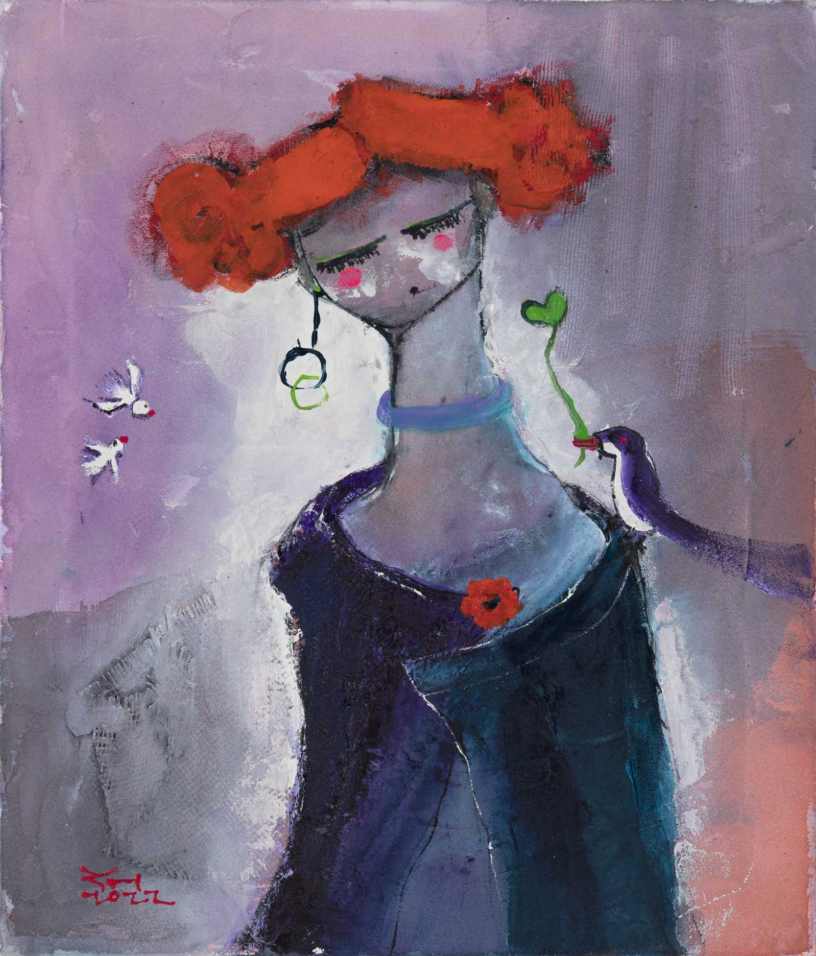 10.그녀-새와 53.0+45.5    mixed media  on canvas  2022.